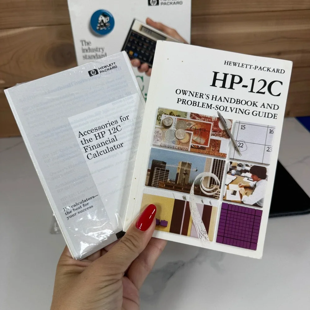 Vintage 1995 HP 12C RPN Financial Calculator with Box and Manuals Gold Black